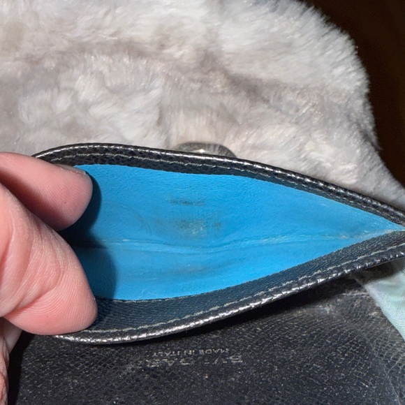 Bulgari Black Leather Clutch with Silver Snap clip for front closure. - Picture 6 of 11